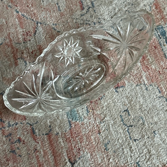 Vintage Clear Glass Dish Stars Banana Split Ice Cream Mid Century - Picture 4 of 6